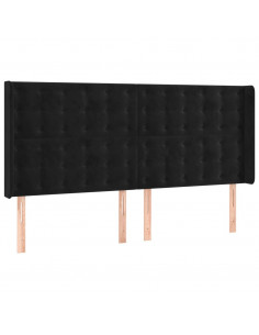 Testiera a LED Nera 183x16x118/128 cm in Velluto 2