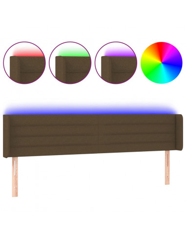 Testiera a LED Marrone Scuro 183x16x78/88 cm in Tessuto