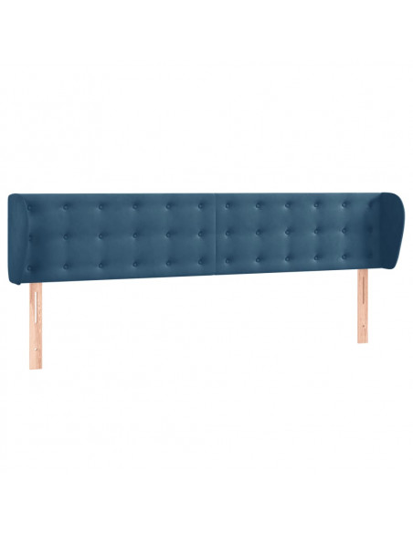 Testiera ad Orecchio Blu Scuro 203x23x78/88 cm in Velluto