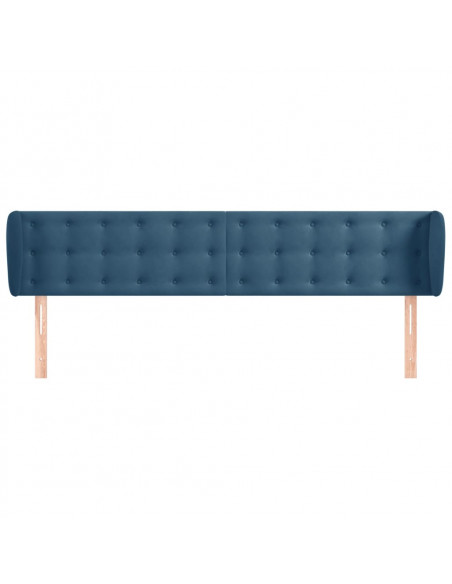 Testiera ad Orecchio Blu Scuro 203x23x78/88 cm in Velluto