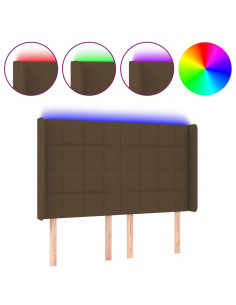 Testiera a LED MarroneScuro147x16x118/128cm inTessuto 2