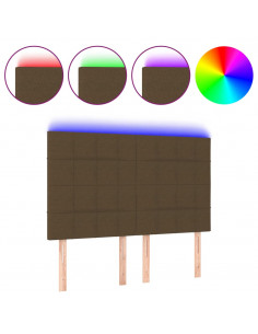 Testiera a LED Marrone Scuro 144x5x118/128 cm in Tessuto 2