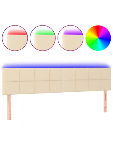 Testiera a LED Crema 160x5x78/88 cm in Tessuto