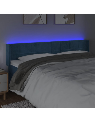 Testiera a LED Blu Scuro 183x16x78/88 cm in Velluto