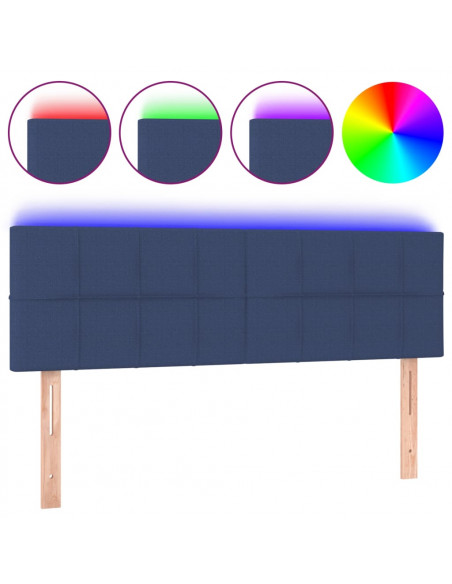 Testiera a LED Blu 144x5x78/88 cm in Tessuto