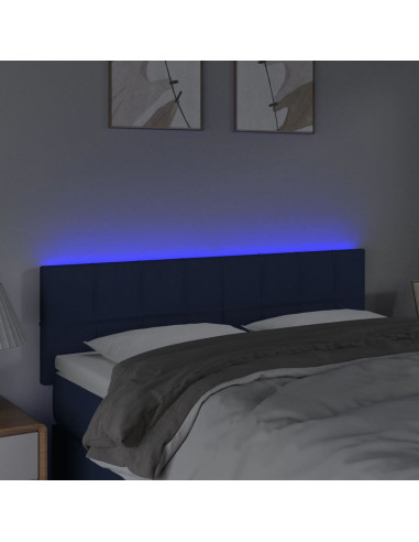 Testiera a LED Blu 144x5x78/88 cm in Tessuto