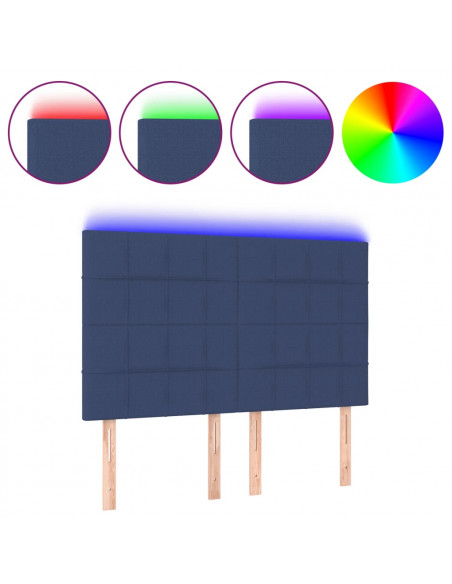 Testiera a LED Blu 144x5x118/128 cm in Tessuto