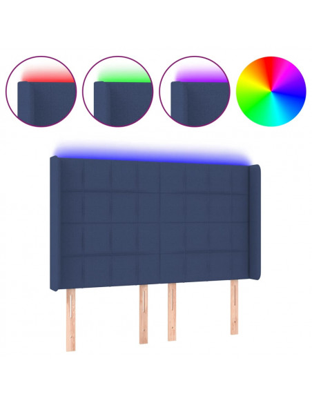 Testiera a LED Blu 147x16x118/128 cm in Tessuto