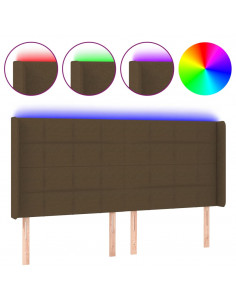 Testiera a LED Marrone Scuro 203x16x118/128 cm in Tessuto 2