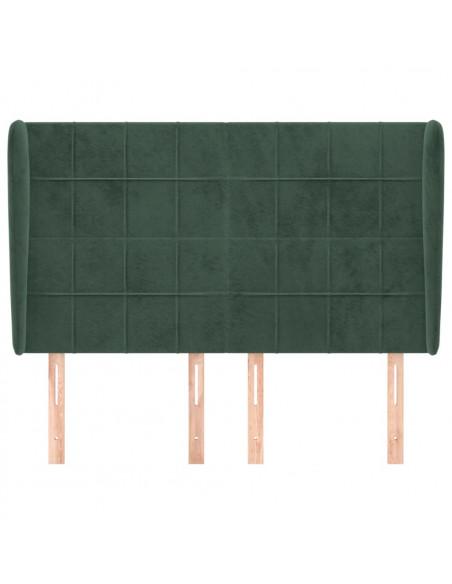Testiera ad Orecchio Verde Scuro 147x23x118/128cm in Velluto