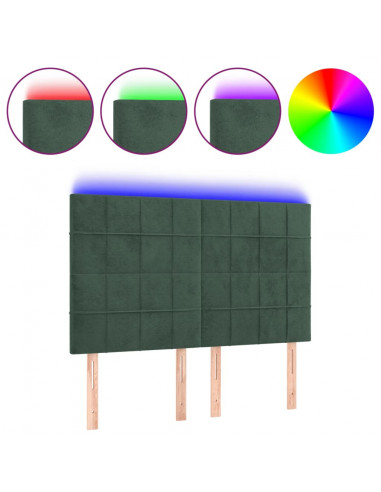 Testiera a LED Verde Scuro 144x5x118/128cm in Velluto