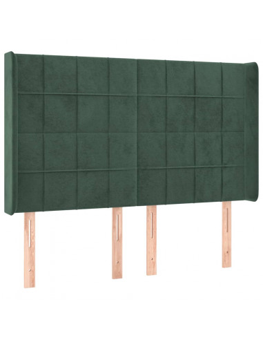 Testiera ad Orecchio Verde Scuro 147x23x118/128cm in Velluto