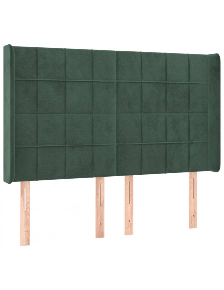 Testiera ad Orecchio Verde Scuro 147x23x118/128cm in Velluto