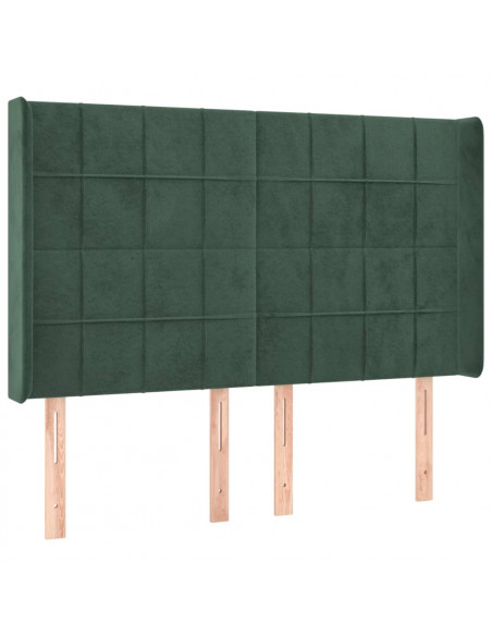 Testiera a LED Verde Scuro 147x16x118/128 cm in Velluto