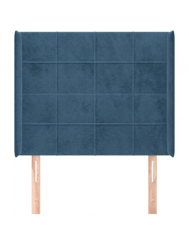 Testiera ad Orecchio Blu Scuro 93x16x118/128 cm in Velluto