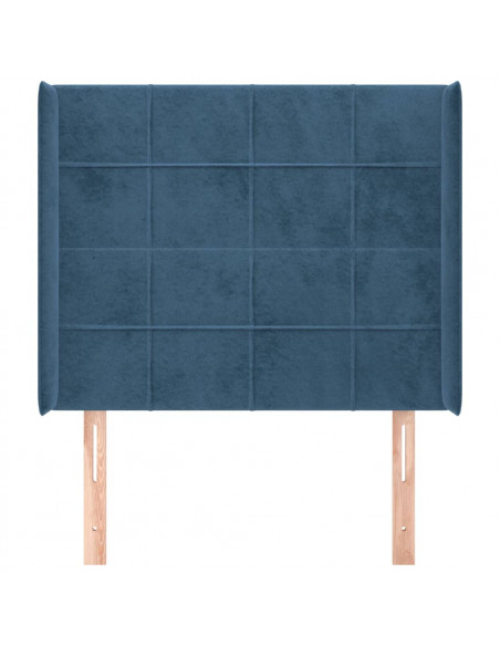 Testiera ad Orecchio Blu Scuro 93x16x118/128 cm in Velluto