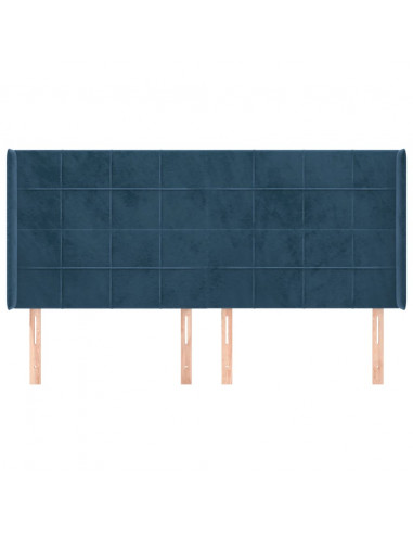 Testiera ad Orecchio Blu Scuro 183x16x118/128 cm in Velluto