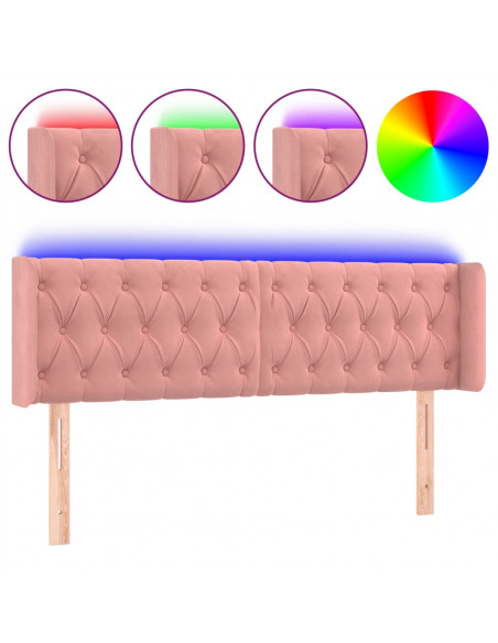 Testiera a LED Rosa 147x16x78/88 cm in Velluto