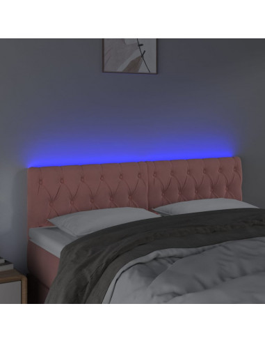 Testiera a LED Rosa 144x7x78/88 cm in Velluto