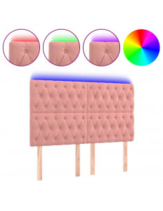 Testiera a LED Rosa 144x7x118/128 cm in Velluto 2