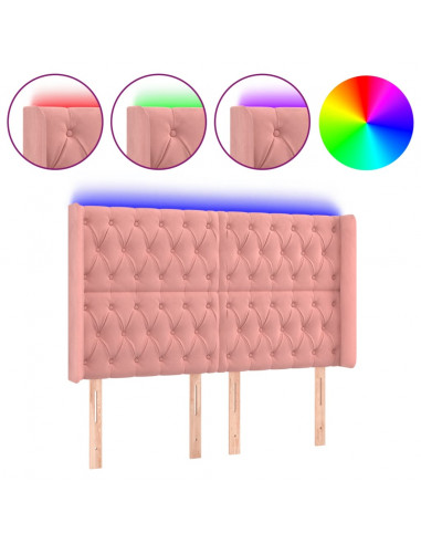 Testiera a LED rosa 147x16x118/128 cm in Velluto