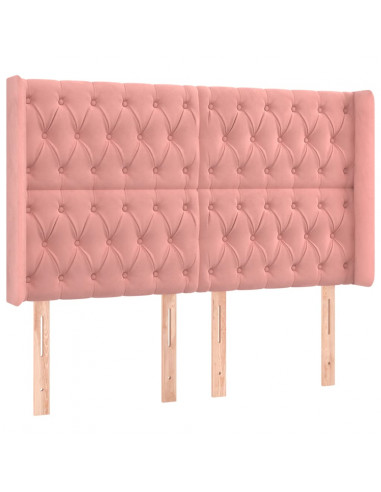Testiera a LED rosa 147x16x118/128 cm in Velluto
