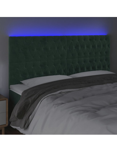 Testiera a LED verde Scuro 180x7x118/128 cm in Velluto