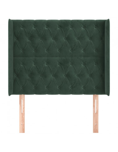 Testiera ad Orecchio Verde Scuro 93x16x118/128 cm in Velluto
