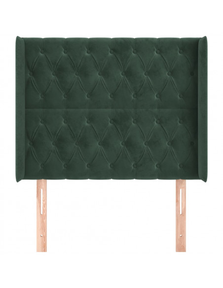 Testiera ad Orecchio Verde Scuro 93x16x118/128 cm in Velluto
