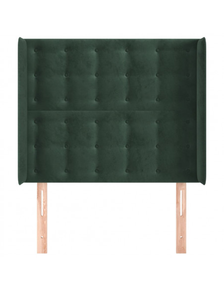 Testiera ad Orecchio Verde Scuro 93x16x118/128 cm in Velluto