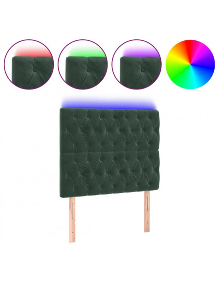 Testiera a LED Verde Scuro 90x7x118/128cm in Velluto