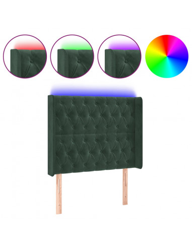 Testiera a LED Verde Scuro 93x16x118/128 cm in Velluto