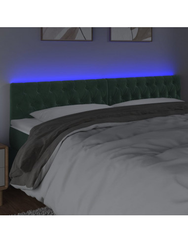 Testiera a LED Verde Scuro 180x7x78/88 cm in Velluto