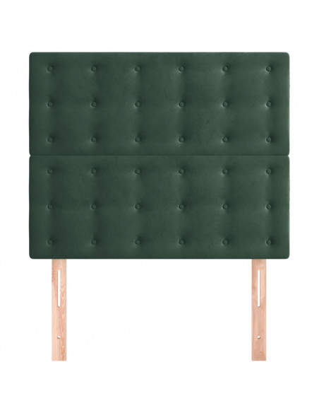 Testiera 2 pz Verde scuro 90x5x78/88 cm in Velluto