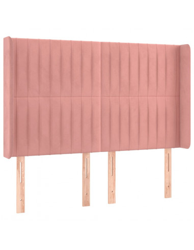 Testiera ad Orecchio Nera 147x16x118/128 cm in Velluto