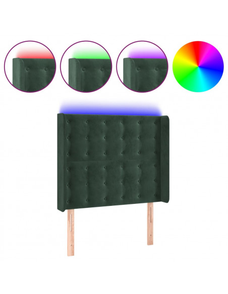 Testiera a LED Verde Scuro 93x16x118/128 cm in Velluto