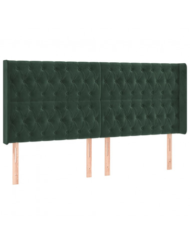 Testiera ad Orecchio Verde Scuro 183x16x118/128 cm in Velluto