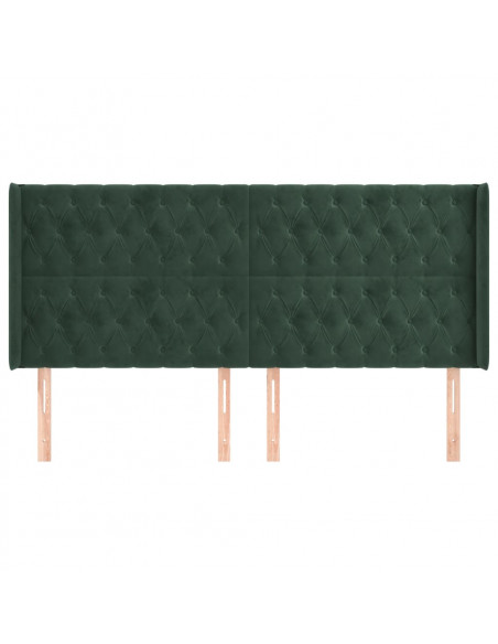 Testiera ad Orecchio Verde Scuro 183x16x118/128 cm in Velluto