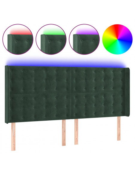 Testiera a LED Verde Scuro 183x16x118/128 cm in Velluto