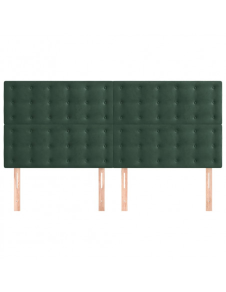 Testiera 4 pz Verde scuro 90x5x78/88 cm in Velluto