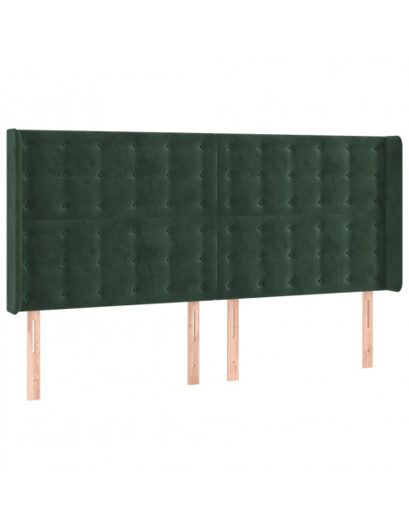 Testiera ad Orecchio Verde Scuro 183x16x118/128 cm in Velluto