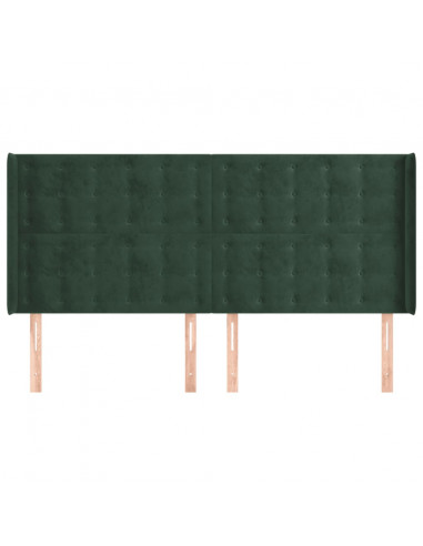 Testiera ad Orecchio Verde Scuro 183x16x118/128 cm in Velluto