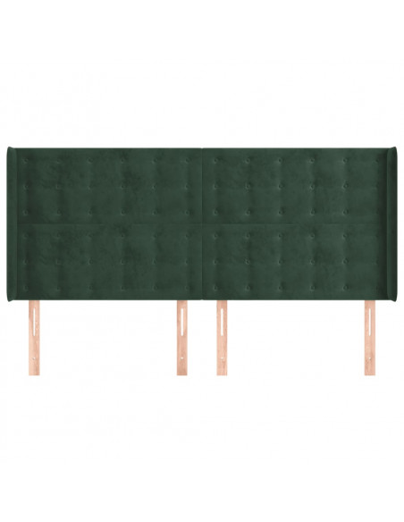 Testiera ad Orecchio Verde Scuro 183x16x118/128 cm in Velluto
