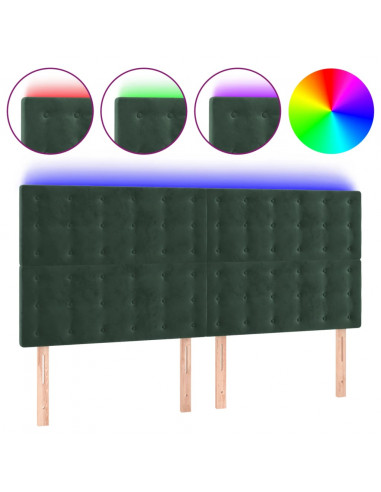 Testiera a LED Verde Scuro 180x5x118/128cm in Velluto