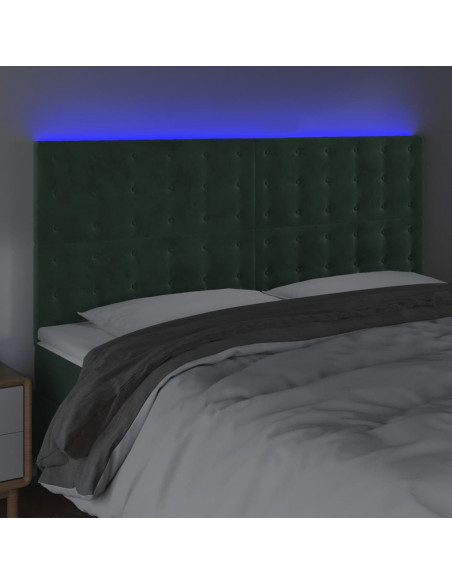 Testiera a LED Verde Scuro 180x5x118/128cm in Velluto