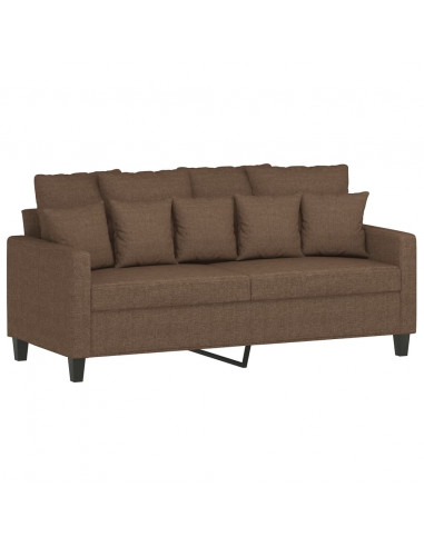 Set di Divani 2 pz con Cuscini Marrone in Tessuto