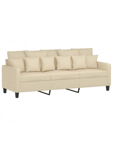 Set di Divani 2 pz con Cuscini Crema in Tessuto