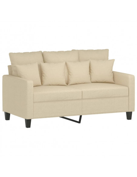 Set di Divani 3 pz con Cuscini Crema in Tessuto