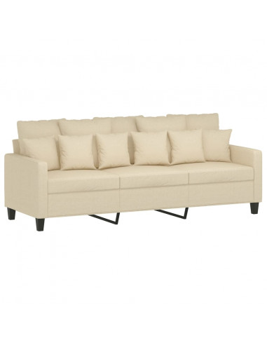 Set di Divani 3 pz con Cuscini Crema in Tessuto