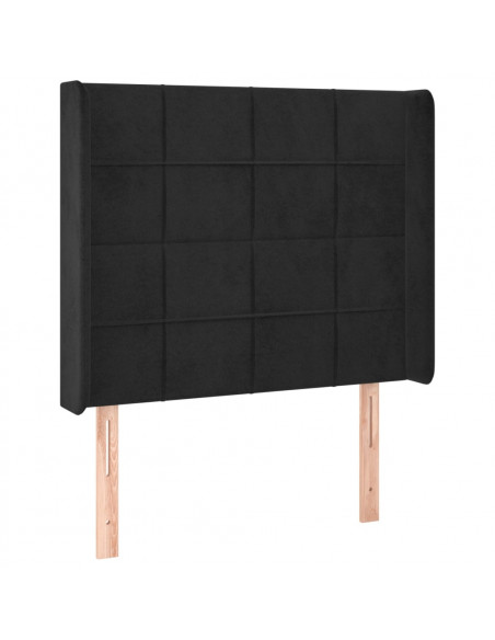 Testiera ad Orecchio Nera 83x16x118/128 cm in Velluto
